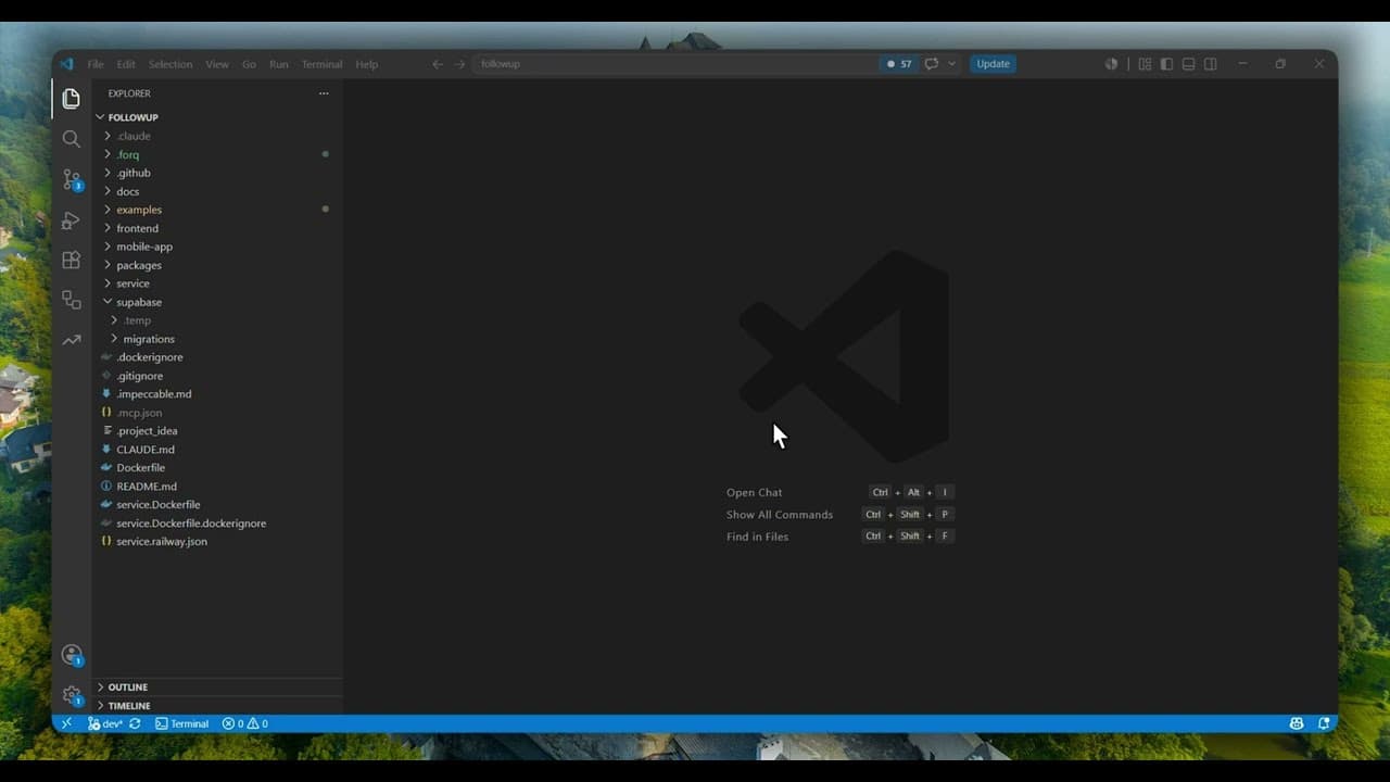 Forq running in VS Code: the issue board on the left, a Claude session open as an editor tab.